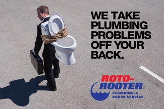 Roto-Rooter Man with Toilet Outdoor Board