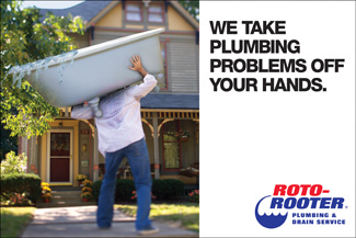 Roto-Rooter Man with Toiler Outdoor Board