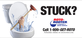 Roto-Rooter Plunger out of Toilet Outdoor Board